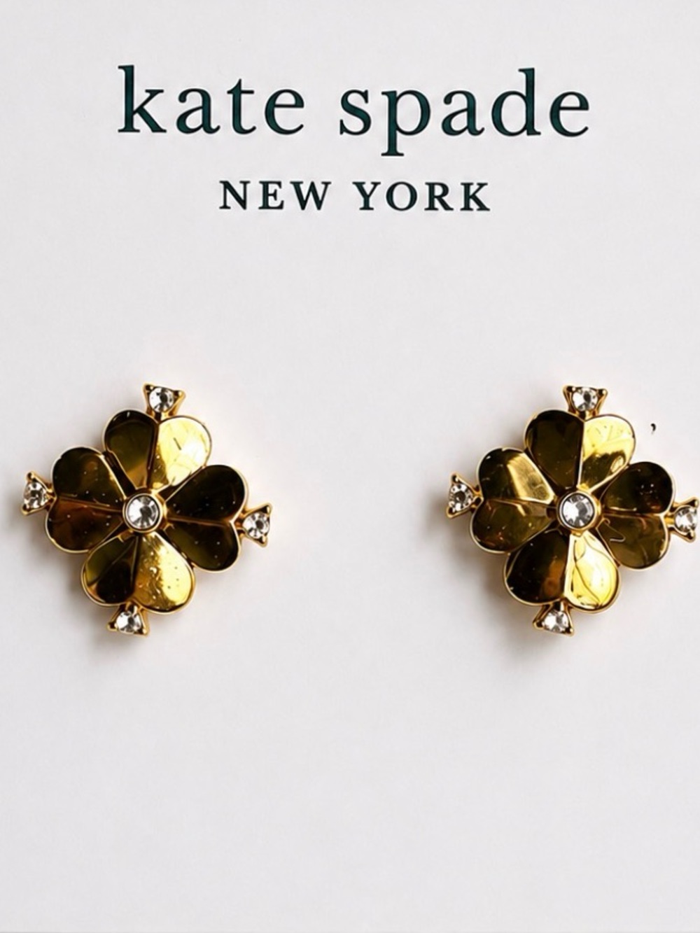 kate spade Gold Flower Crystal Accent Studs